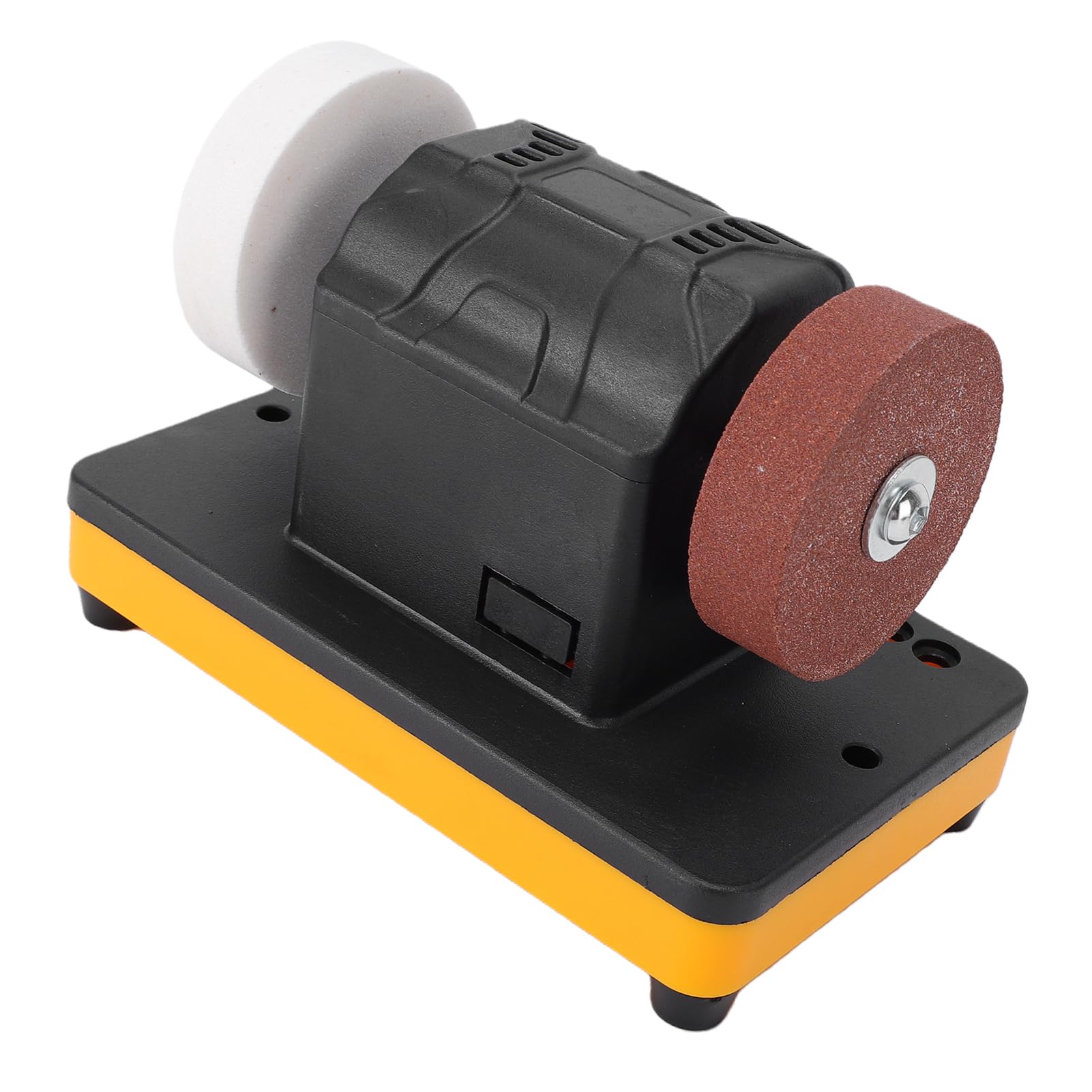 Generic Mini Smerigliatrice da Banco Potente Lucidatrice per Affilare Utensili Piccola Levigatrice Elettrica Portatile Adatta per Batteria 18V Giallo