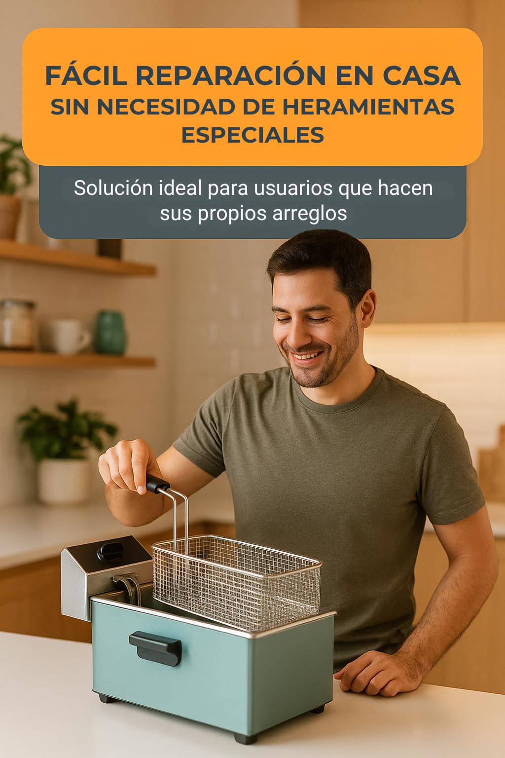 RO Linea Blanca ® Cesta Freidora Industrial Compatible Con Elframo Repagas Acero Inoxidable Mango Fijo Alto Medidas 215x375x120mm Repuesto Profesional Fritura Profunda Hosteleria Universal