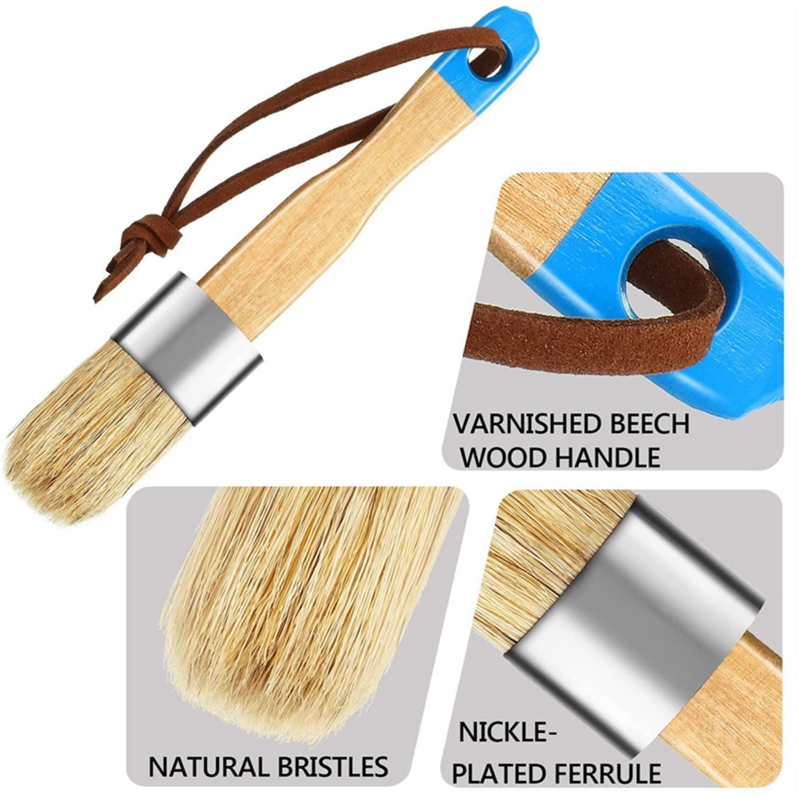 TRUSTTWO Cepillos de Pintura de Tiza y Cera de 4 Piezas Pinceles de Plantilla de cerdas Que Incluyen Pinceles de Pintura con Punta Plana y Redonda The New