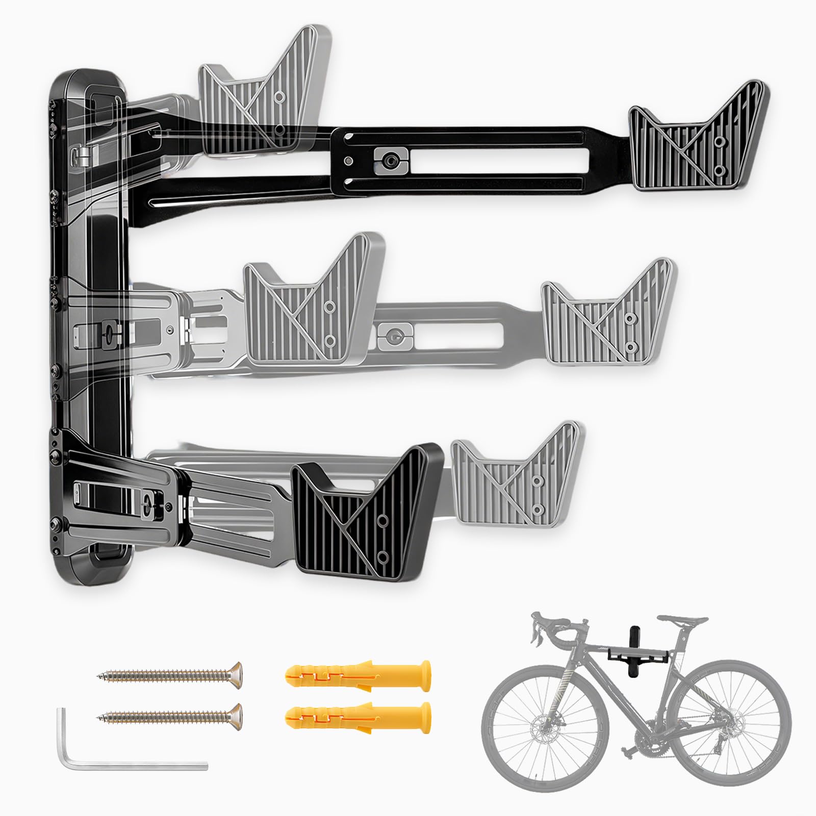 Fahrrad Wandhalterung, Wandhalter Fahrradhalterung 40kg TragfäHigkeit, für Mountainbikes RennräDer,2 Einstellmethode FahrradaufhäNgung Wandmontage Platz Sparen, Kohlenstoffstahl, Schwarz
