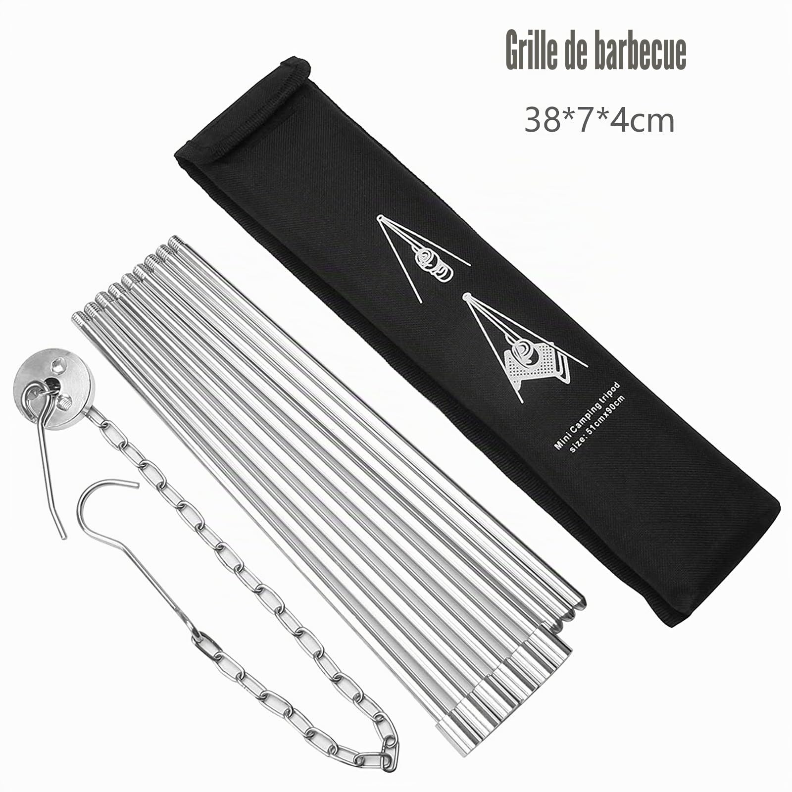 Trépied pour barbecue et camping, maniques portables à suspendre, accessoires de cuisine en aluminium pour l'extérieur