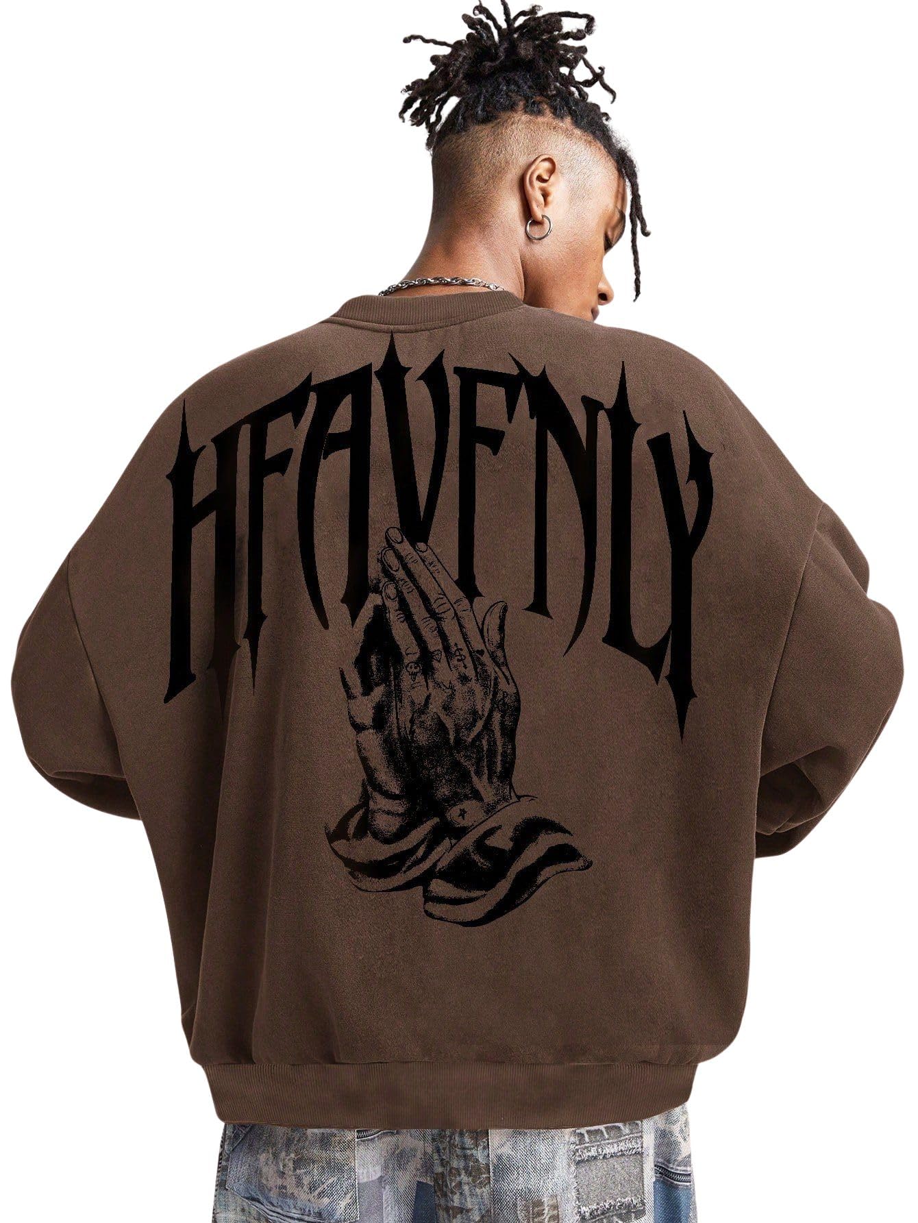 sxv style Heavenly Men's Letter Print Round Neck Long Sleeve Casual Pullover Hoodie Sweatshirt-picture-51