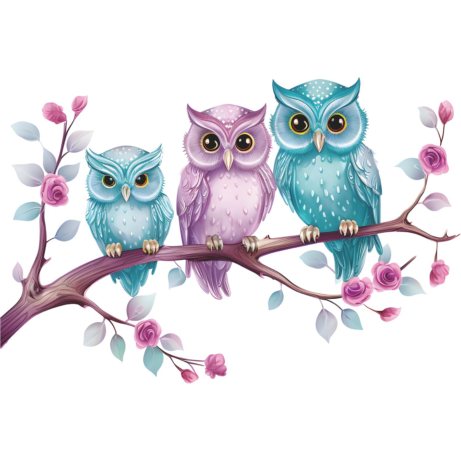BIBITIME - Pegatina De Pared Con Diseño De Búhos En La Rama Del árbol, Para  Habitación De, image size:1500x1500