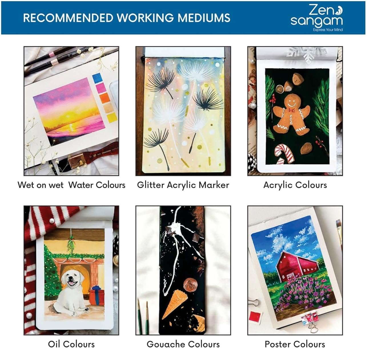 Zen SANGAM A6 Spiral Watercolor Journal | 245 GSM 20% Cotton Cold Pressed | 25 Sheets (50 Pages) | Durable Portrait Sketchbook for Artists & Professionals | Acid-Free | 10.5x14.8cm | Pastel Purple
