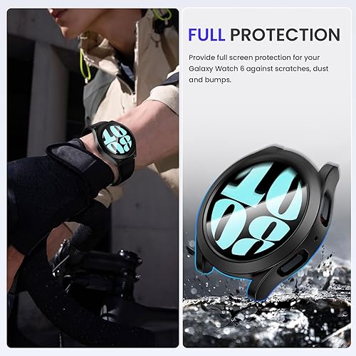 Miniatura 5 de Goton Funda impermeable para Galaxy Watch 6 Protector de pantalla de 1.732 in, sin niebla Cubierta facial de vidrio templado para Samsung Watch 6