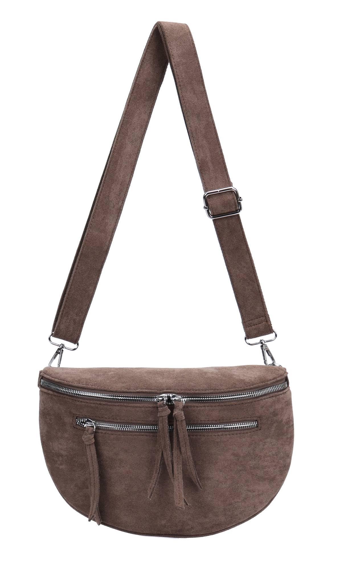 ITALYSHOP24 Crossbody Bag Vintage-Look Bauchtasche - Umhängetasche, Gürteltasche, Hüfttasche