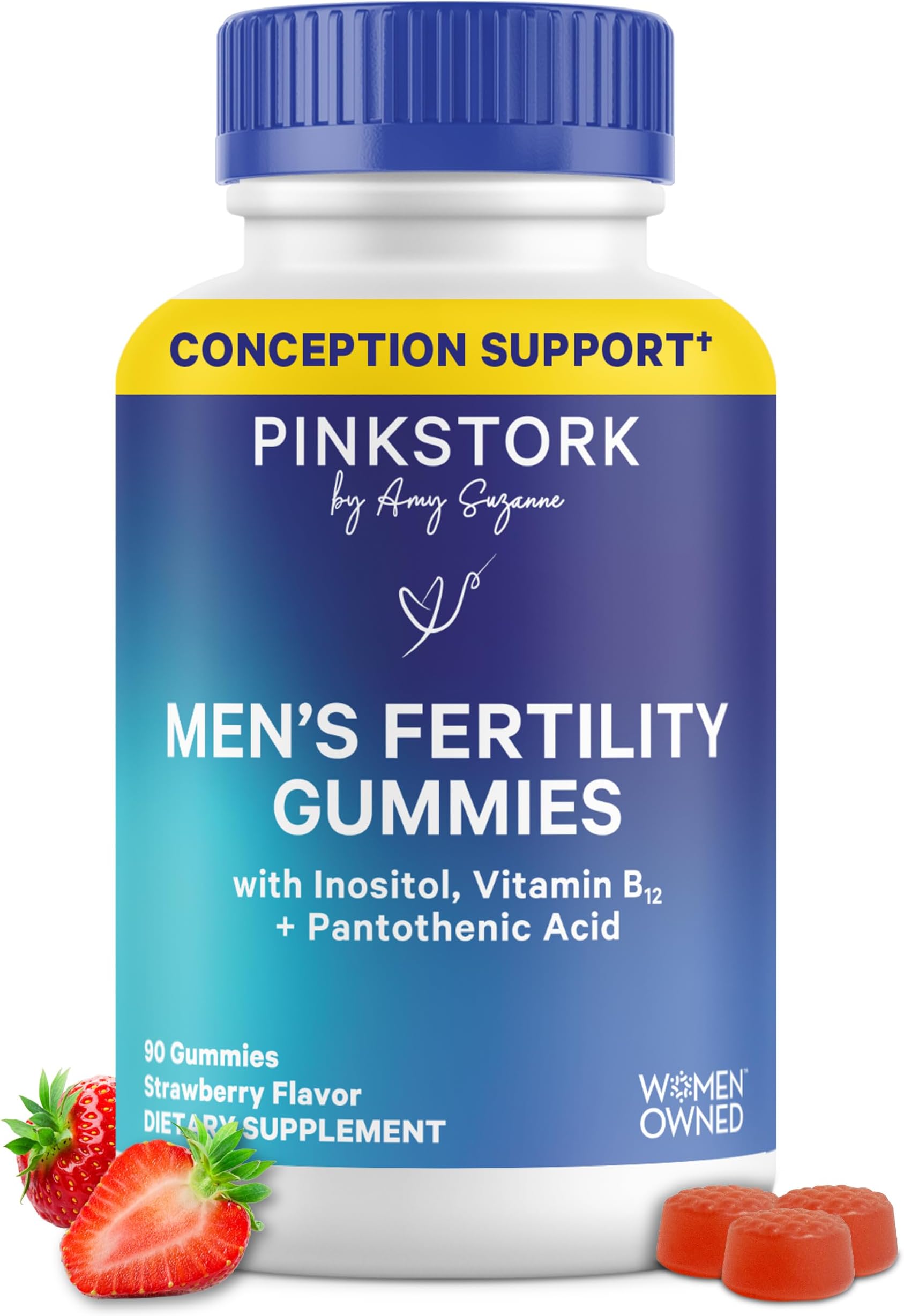 Blue Stork Fertility Supplement Gummies for Men - Male Prenatal Vitamins, Conception Support for Him - Reproductive Health, Hormonal Balance & Motility - 90 Count