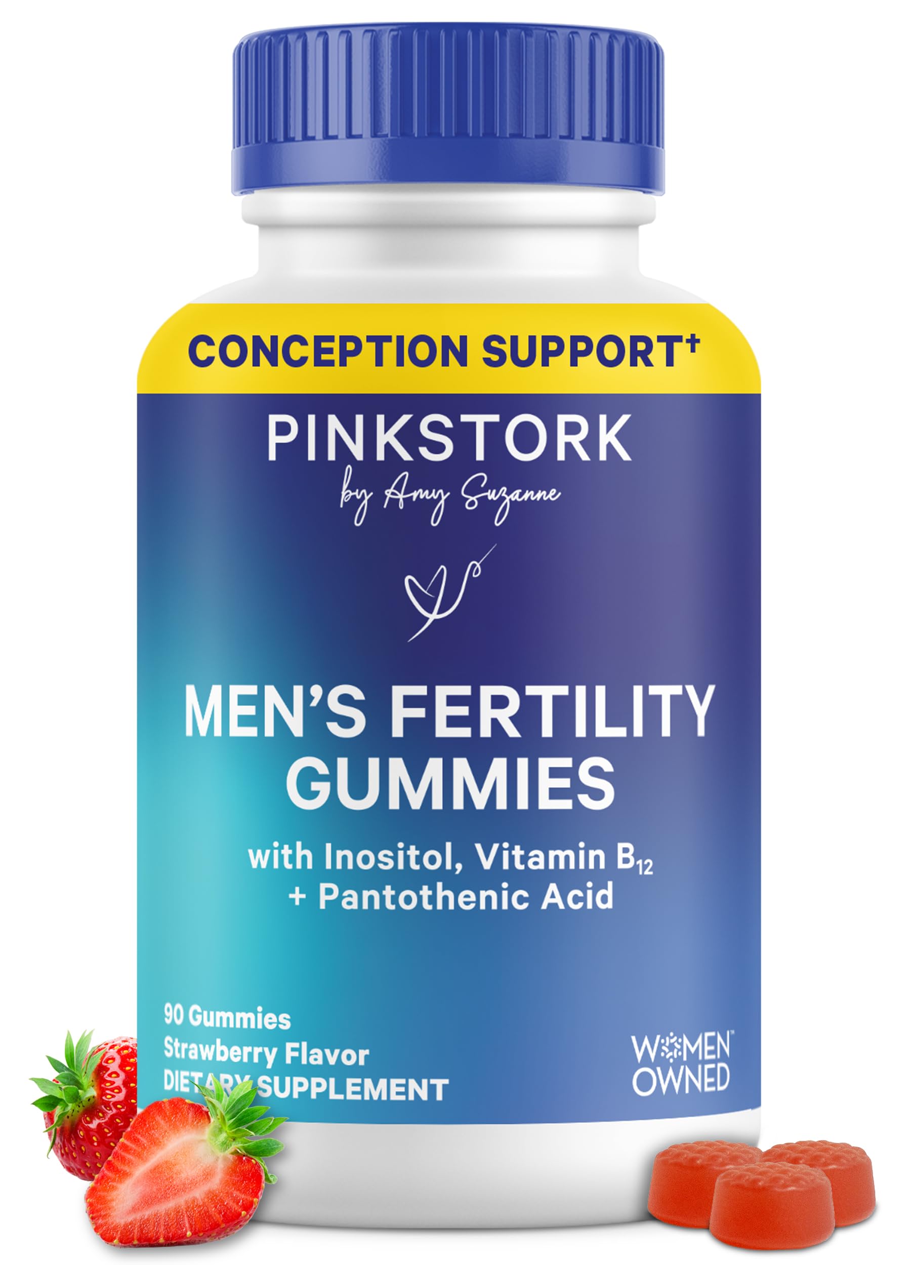 Blue Stork Fertility Supplement Gummies for Men - Male Prenatal Vitamins, Conception Support for Him - Reproductive Health, Hormonal Balance & Motility - 90 Count