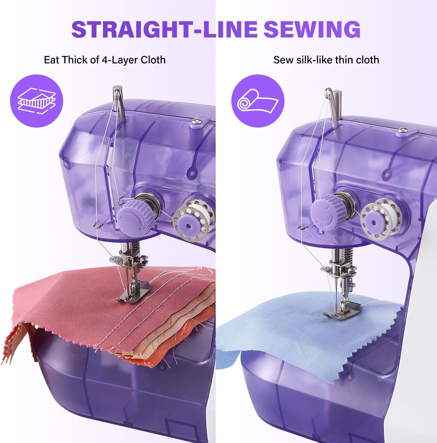 Sewing Machine for Beginners with Expansion Table and Finger Guard & Light and 42Pcs Sewing Kits Mini 2-Thread 2-Speed 2-Switches Foot Pedal,Portable Samll Electric Sewing Machines for Kids Ages 8-12 - Image 3