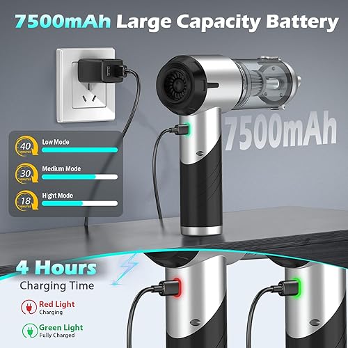 Miniatura 2 de Aspiradora portátil plegable e inalámbrica para automóvil, succión fuerte de 17000 PA, tiempo de funcionamiento de 40 minutos, plumero de aire 4 en