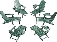 Vista 22 de FOOWIN Adirondack - Silla Adirondack con otomana retráctil, silla Adirondack plegable ajustable de polietileno de alta densidad con bandejas 4 en 1