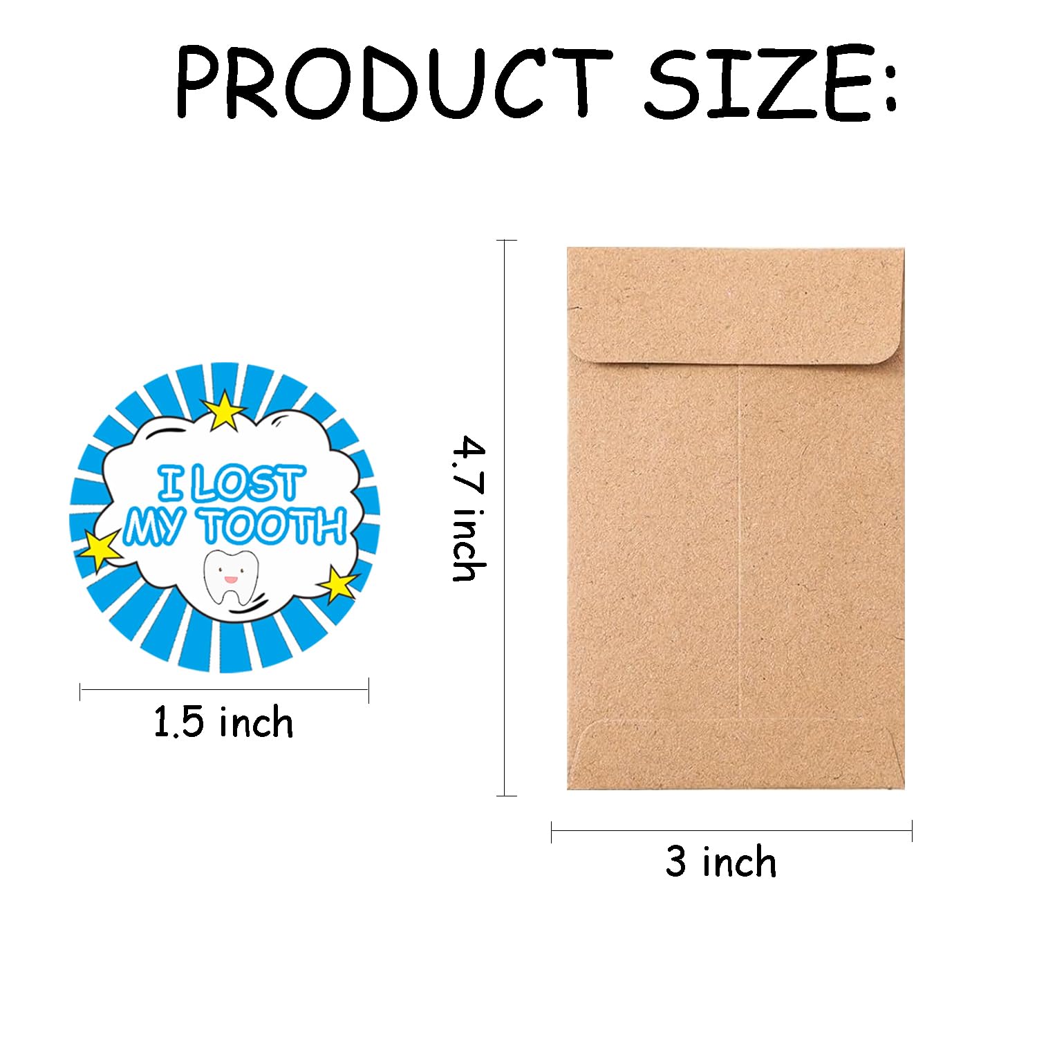 52 Pcs Lost Tooth Receipt Envelopes with 52 Pcs I Lost Tooth Stickers for Lost Tooth Certificate for Children Milk Teeth Storage Fairy Bag Classroom Party Supply - Image 2