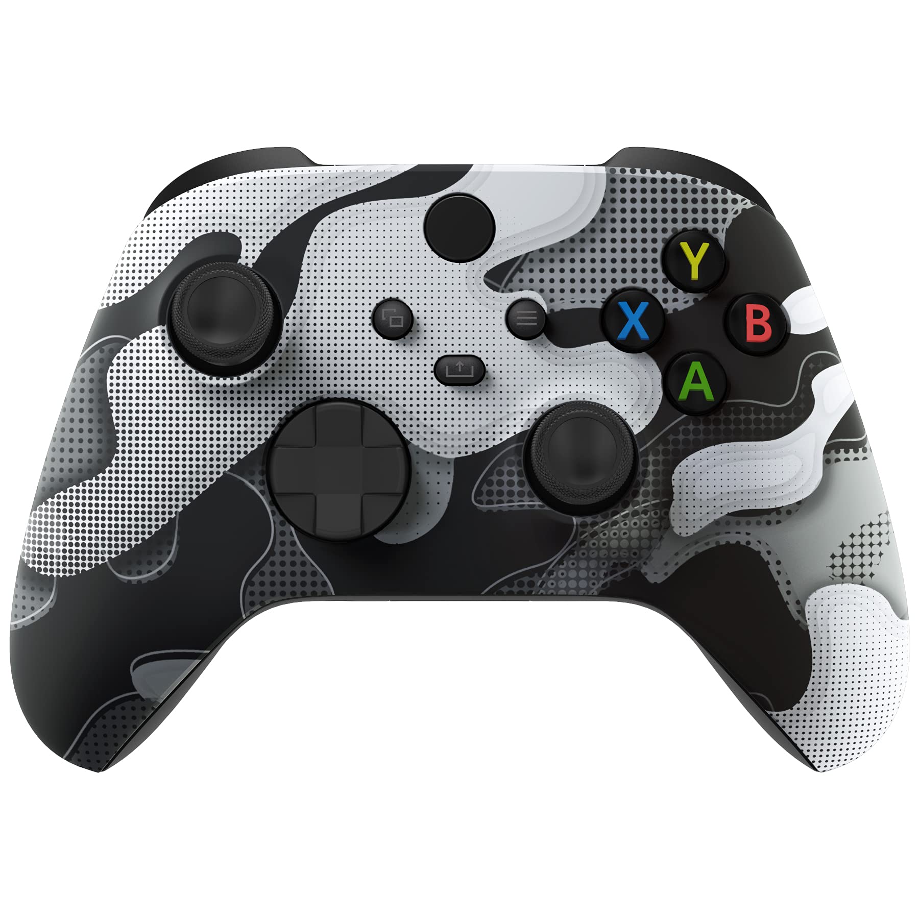 eXtremeRate Coque de Remplacement pour Xbox Séries X/S, Coque Avant Customisée pour Xbox Séries X/S Manette, Camouflage Blanc Noir