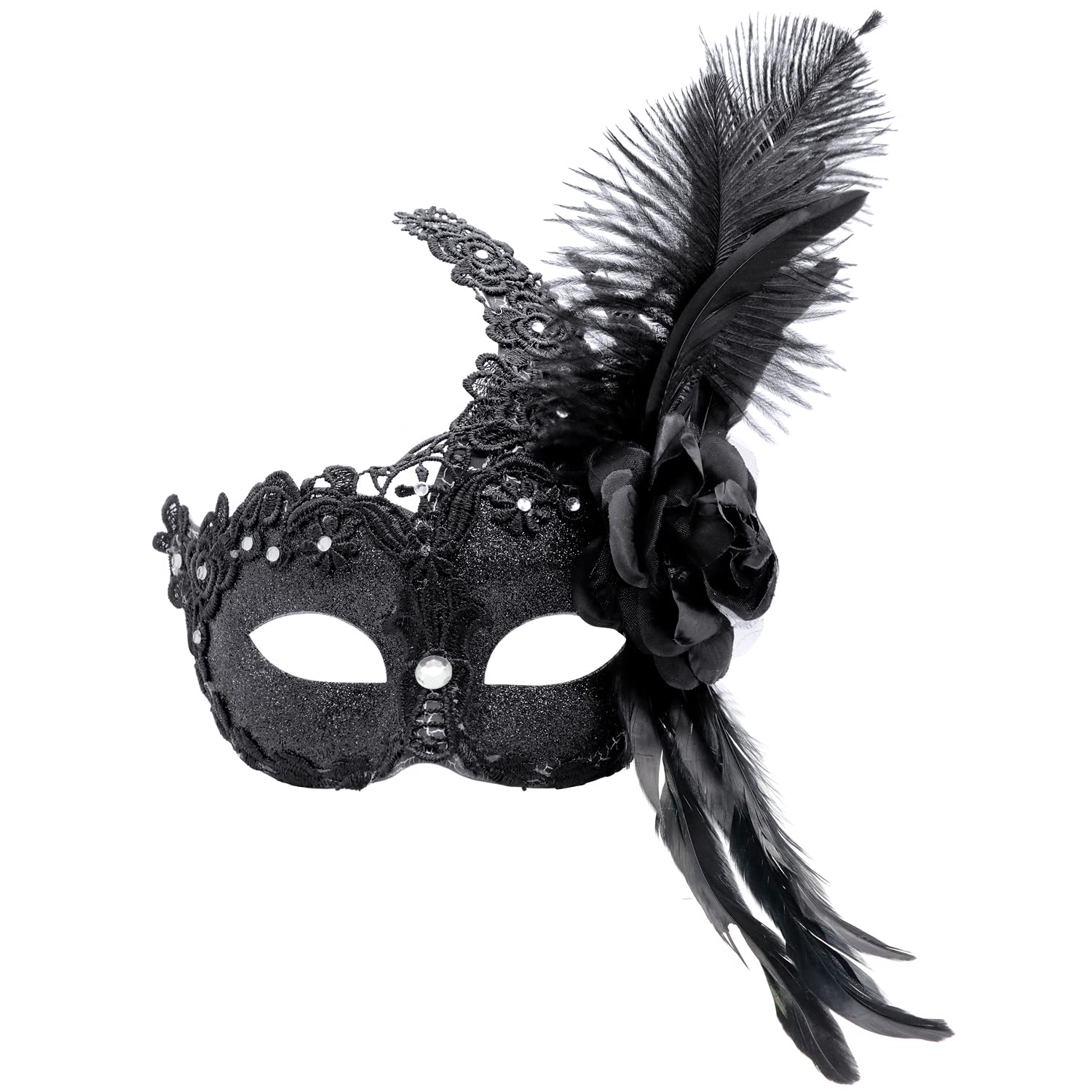 Coddsmz Venetian Eye Mask Fancy Dress Accessory Fluff Feather Diamond Lace for Party Ball masks