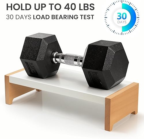 Miniatura 6 de ARCOBIS Soporte elevador para monitor, metal blanco y madera, soporte para monitor de computadora para escritorio, capacidad de carga máxima de 40