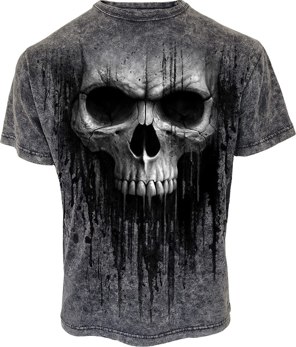 Spiral - Acid Skull - Acid Wash T-Shirt - S Black