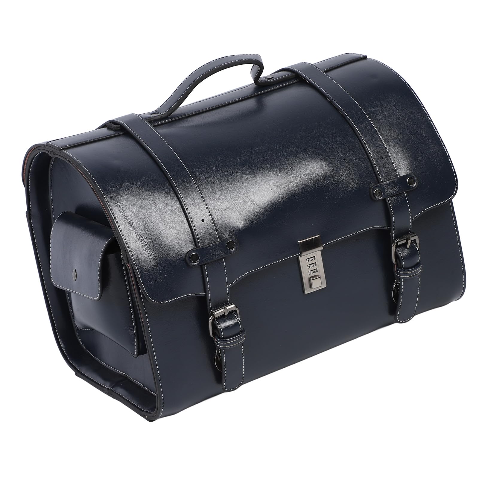 Borsa posteriore per moto da 29,5 l, resistente all’acqua, con chiusura rapida e lucchetto a combinazione, adatta a scooter e biciclette elettriche, realizzata in robusta pelle e (Blu)