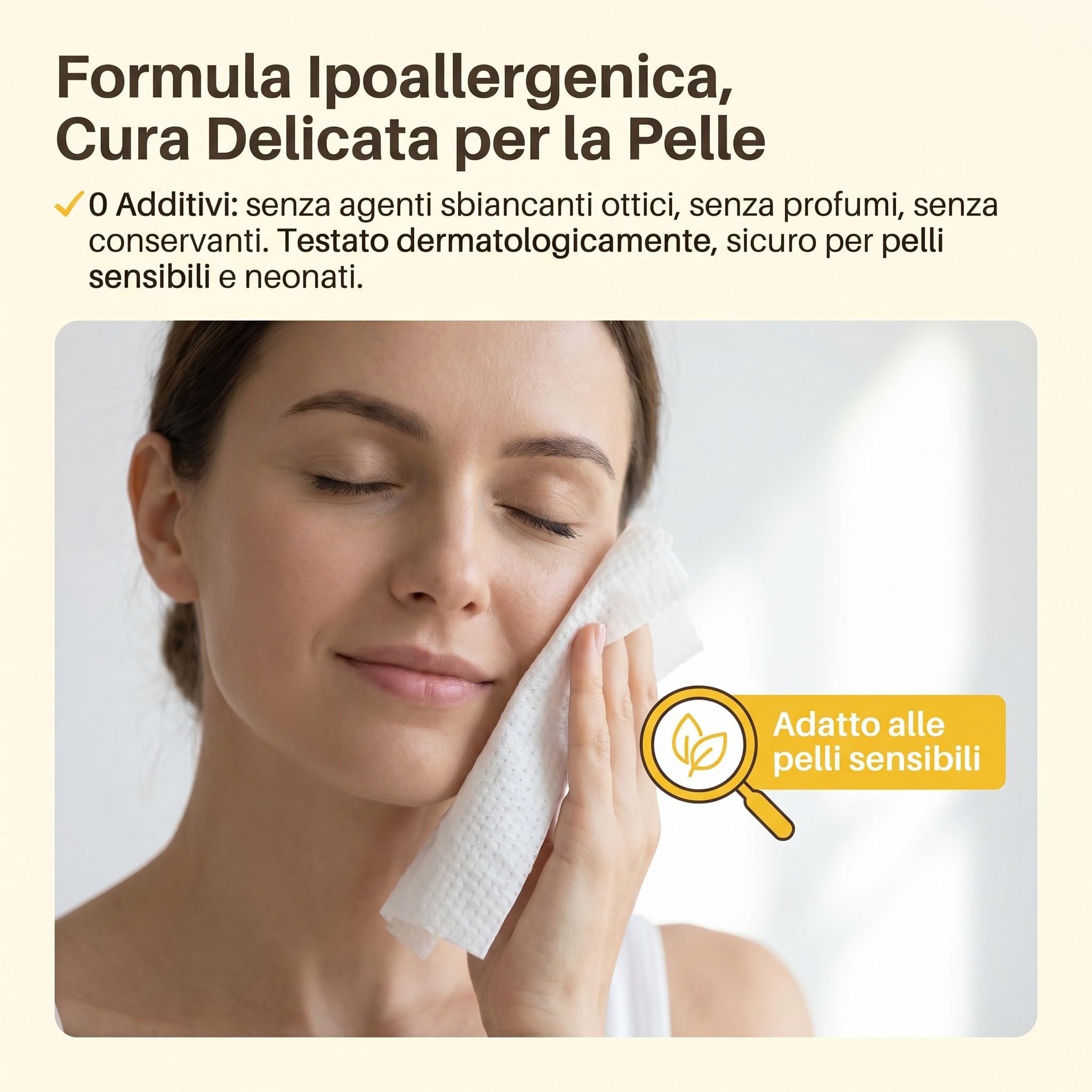 Asciugamani Monouso Viso 100% Cotone, 300 Pezzi 20x20 cm, 75 g/m², Salviette Asciutte con Trama a Perle, Morbide e Resistenti, Senza Profumo, Uso Asciutto o Bagnato