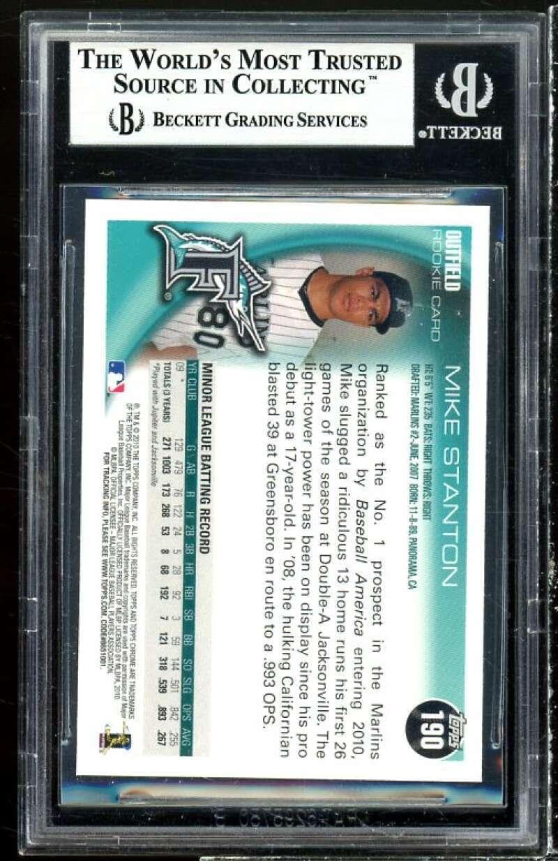 Mike Stanton Rookie Card 2010 Topps Chrome #190 BGS 9 (9 9.5 9.5 8.5) - Baseball Slabbed Rookie Cards