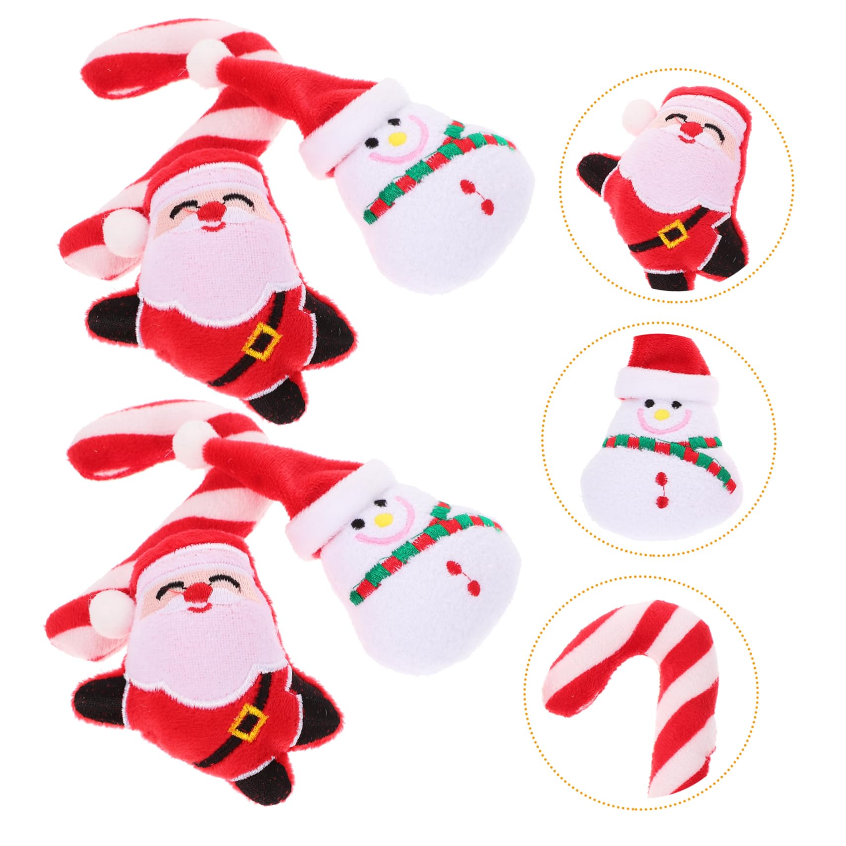 Yardwe 6 Pcs Christmas Catnip Toys, Plush Chew Toy Snowman Candy Cane Design for Stimulating Play and Biting - Image 3