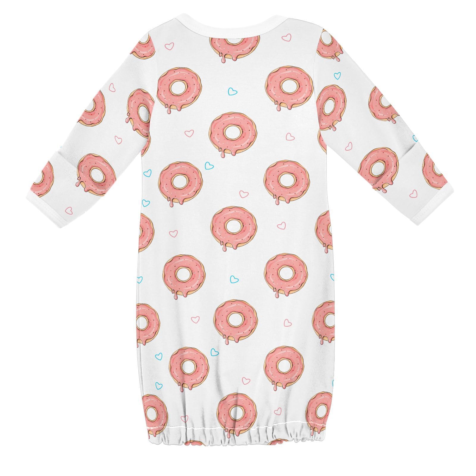 WIFIU Pink Sweet Doughnut Pattern Baby Girls Boys Sleeper Gown Cotton Nightgown Long Sleeve, Baby Nightdress Sleeping Clothes for Newborn 0-3 Months
