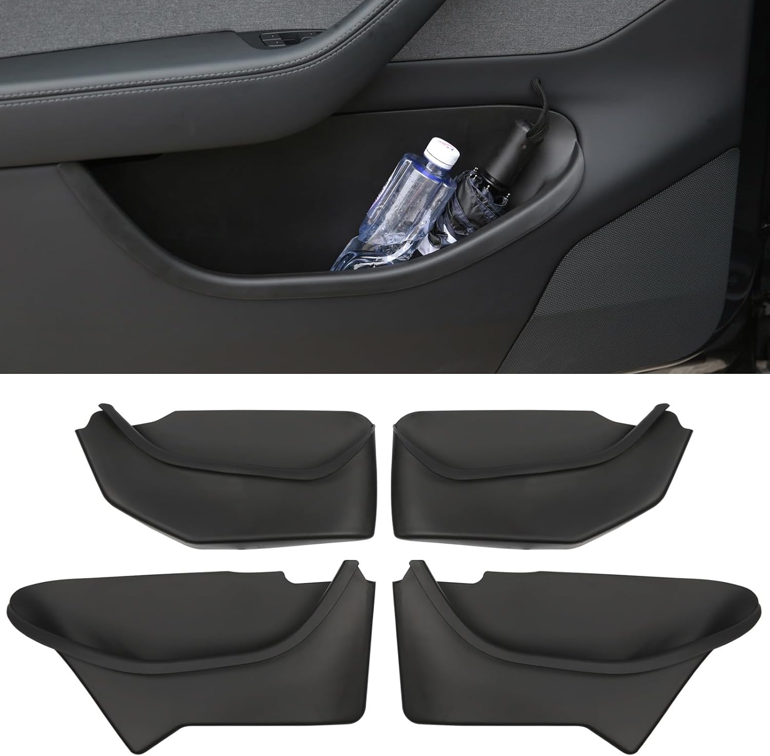 Door Pocket Liners for Tesla Model Y Juniper 2025 2026 Front Rear Side Door Storage Pocket Organzier Box 25+ Model Y Juniper