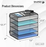 DALTACK Desk Organizer for Desk, 5-Tier Paper Organizer Tray, Letter Tray Storage for Home Office School, Black