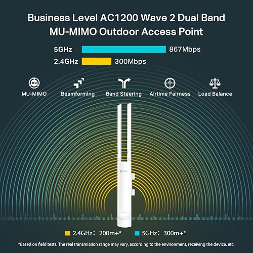 TP-Link - Wi-Fi Punto de acceso exterior EAP225-Outdoor - 5Ghz - AC1200-2,4ghz 300Mbps + 5ghz 867Mbps - 1x Gigabit RJ45 POE - 2 Antenas - 2