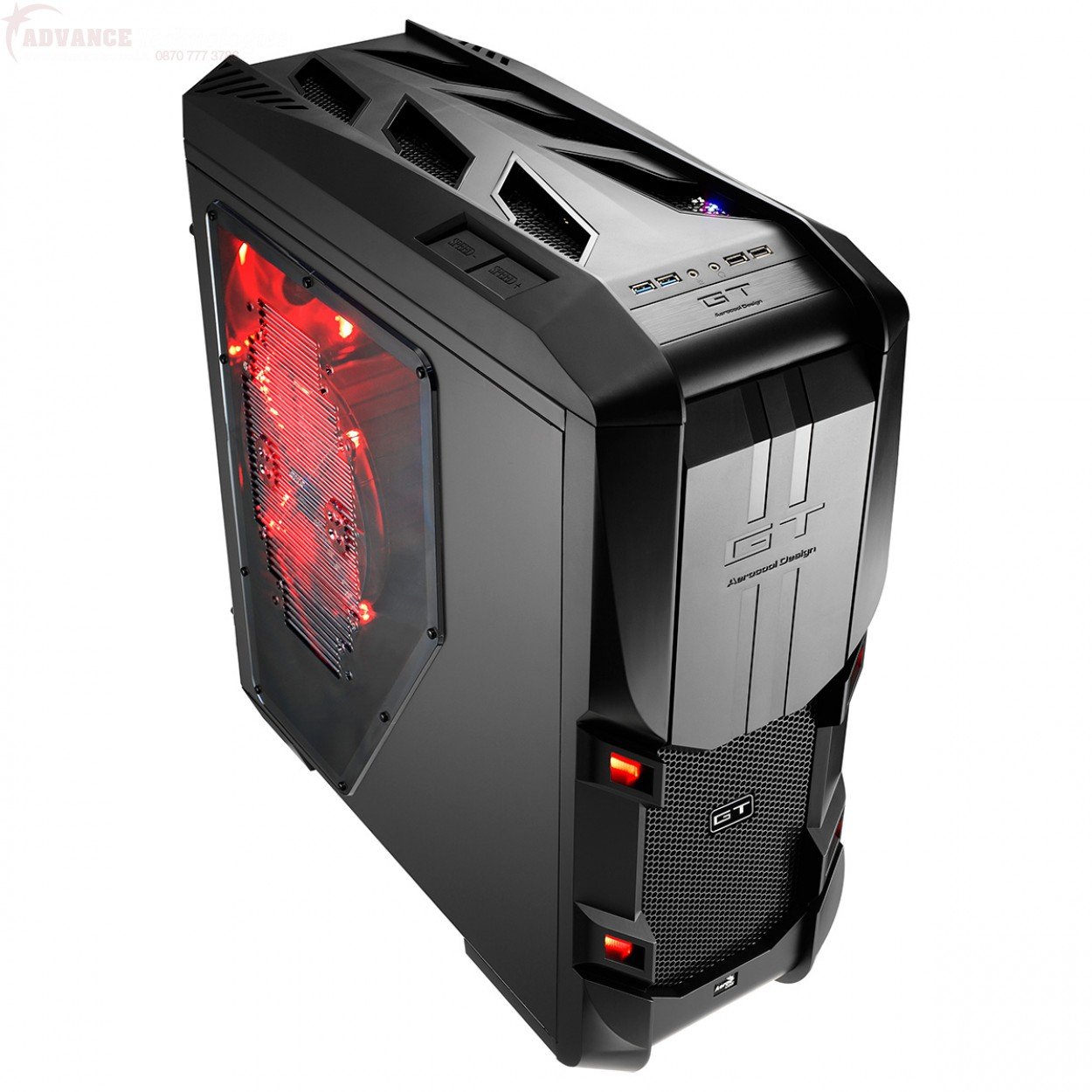 AeroCool GT-S Black Edition Full Tower PC Case, angled view