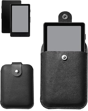 for Xteink X4 4.3" / X3 E-Reader PU Leather Carrying Case, Shockproof Protective Cover with Snap Button Closure, Water-Resistant Anti-Scratch Travel Pouch Black