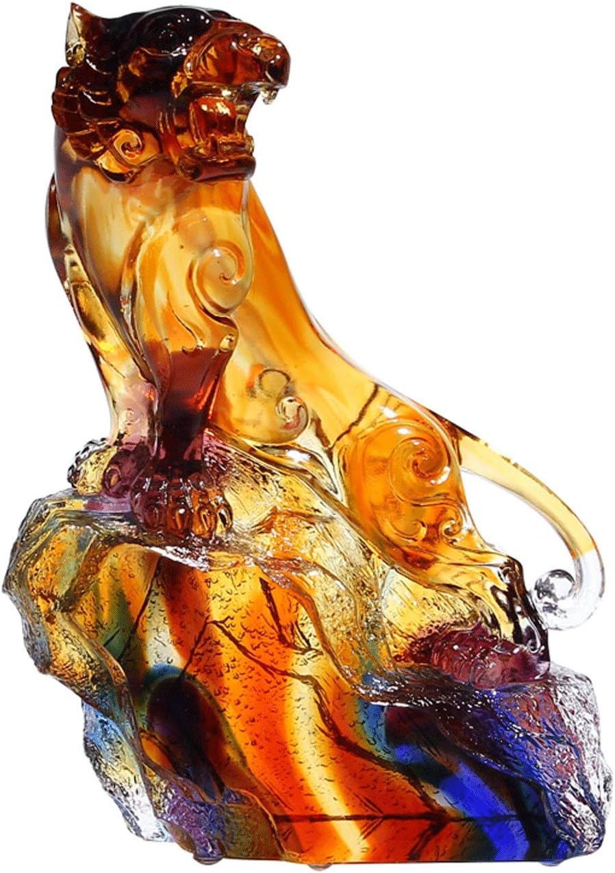 Buddha Statue Glass Tiger Figurine - Collectible Animal Art Combination Color Home Feng Shui Sculpture Table Decor Collector's Item for Gifts and Souvenirs Buddha garden (Size : B16.5cm) good