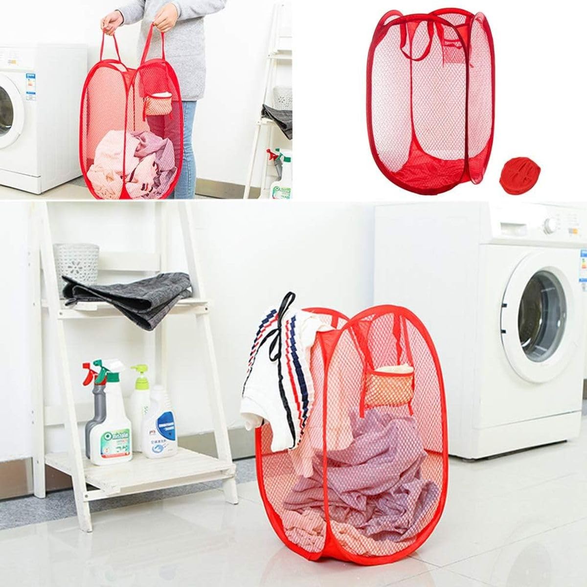 König Design Cesto portabiancheria rosa pieghevole Pop Up Laundry Basket ideale per la biancheria e la biancheria per la cameretta dei bambini, cesto portabiancheria pieghevole in tessuto da viaggio