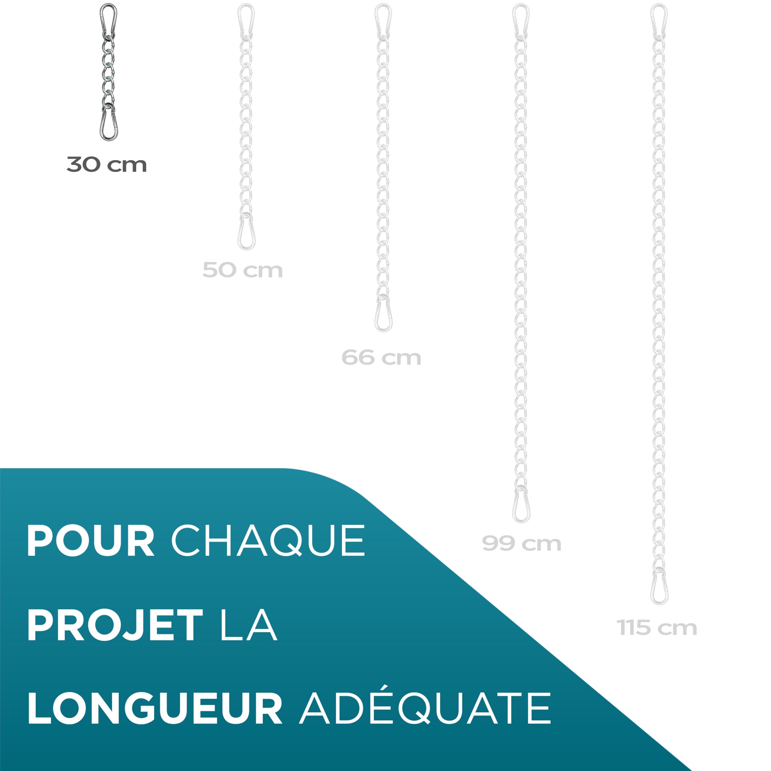 KLIFFHÄNGER Chaîne avec Deux mousquetons, Fixation Variable pour Chaise hamac (Chaîne 30 cm Double Pack)