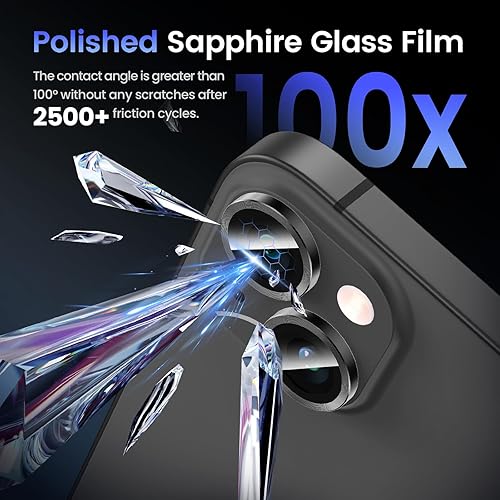 Miniatura 5 de Tensea Protector de lente de cámara para iPhone 14  iPhone 14 Plus, protector de pantalla de vidrio templado 9H, anillo individual de metal para