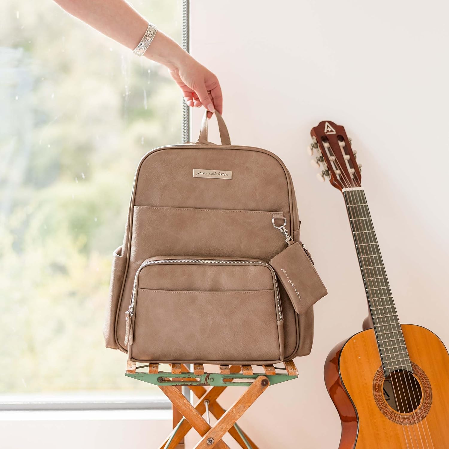Petunia Pickle Bottom Sync Backpack, Diaper Bag for Parents, Stylish Baby Bag, Spacious Backpack, On-The-Go Moms, Mink