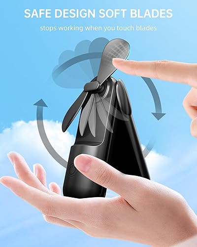 Miniatura 4 de Jkjoy Mini Ventilador de Mano Portátil con USB Recargable, Batería Operada de 2000 mAh, 3 Velocidades Ajustables, Pequeño Ventilador de Bolsillo