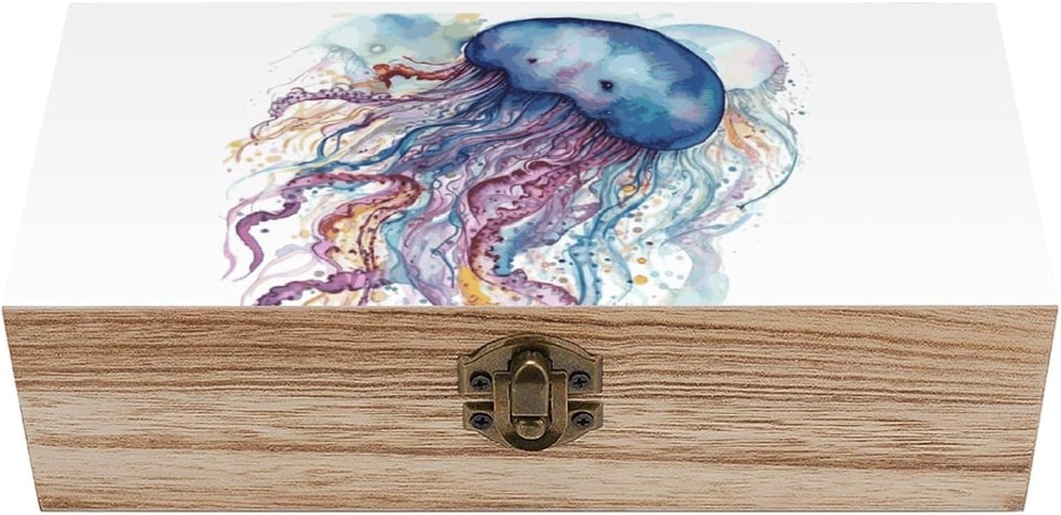 Vintage Wooden Storage Box with Front Clasp Keepsake Box with Lid