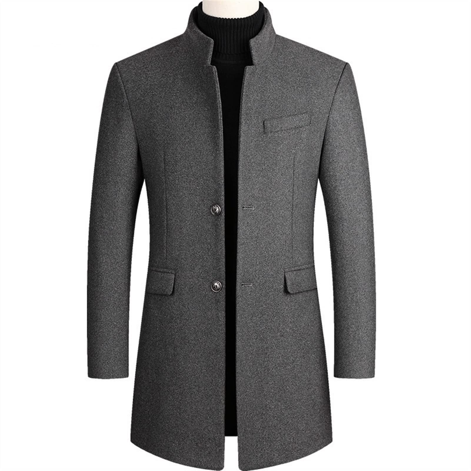Herrenbekleidungsjacke-Mäntel mischt Wintermantel Mid-Long Trench Classic Solid-Verdickung (Color : Gary, Size : 4XL (195))