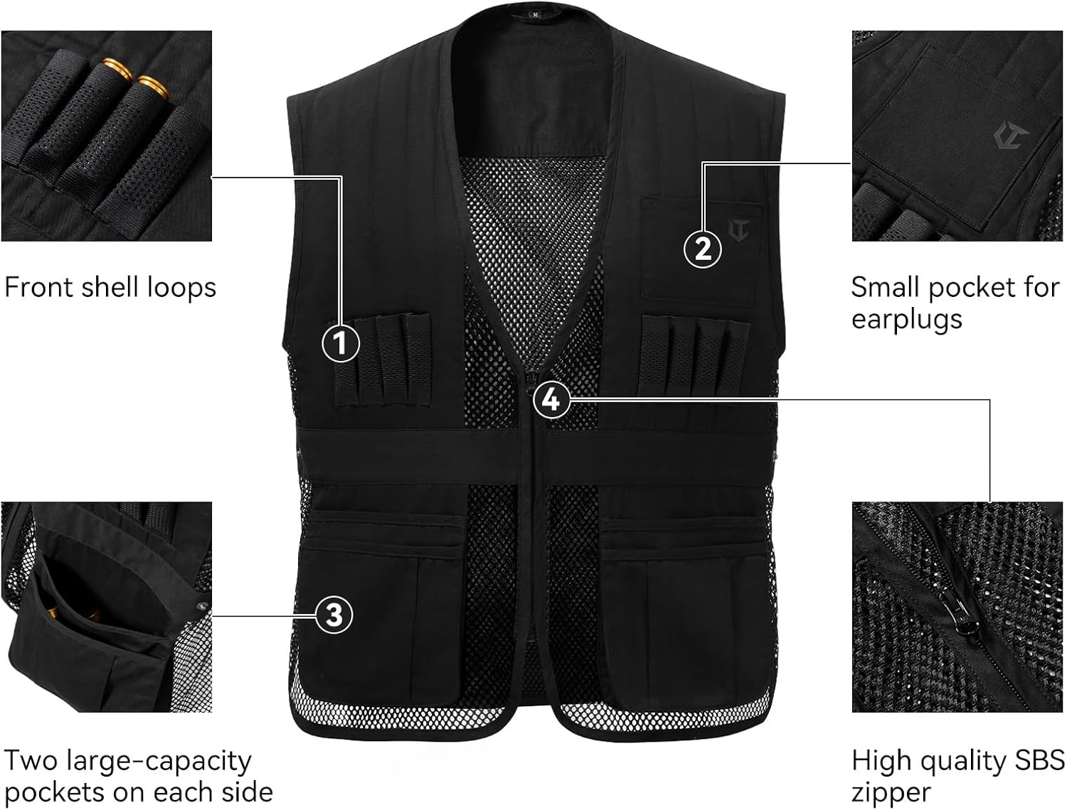 Unisex Tactical Shooting Range Vest Breathable with Movable Shoulder Pad for Skeet Trap Clay Shooting - Image 3