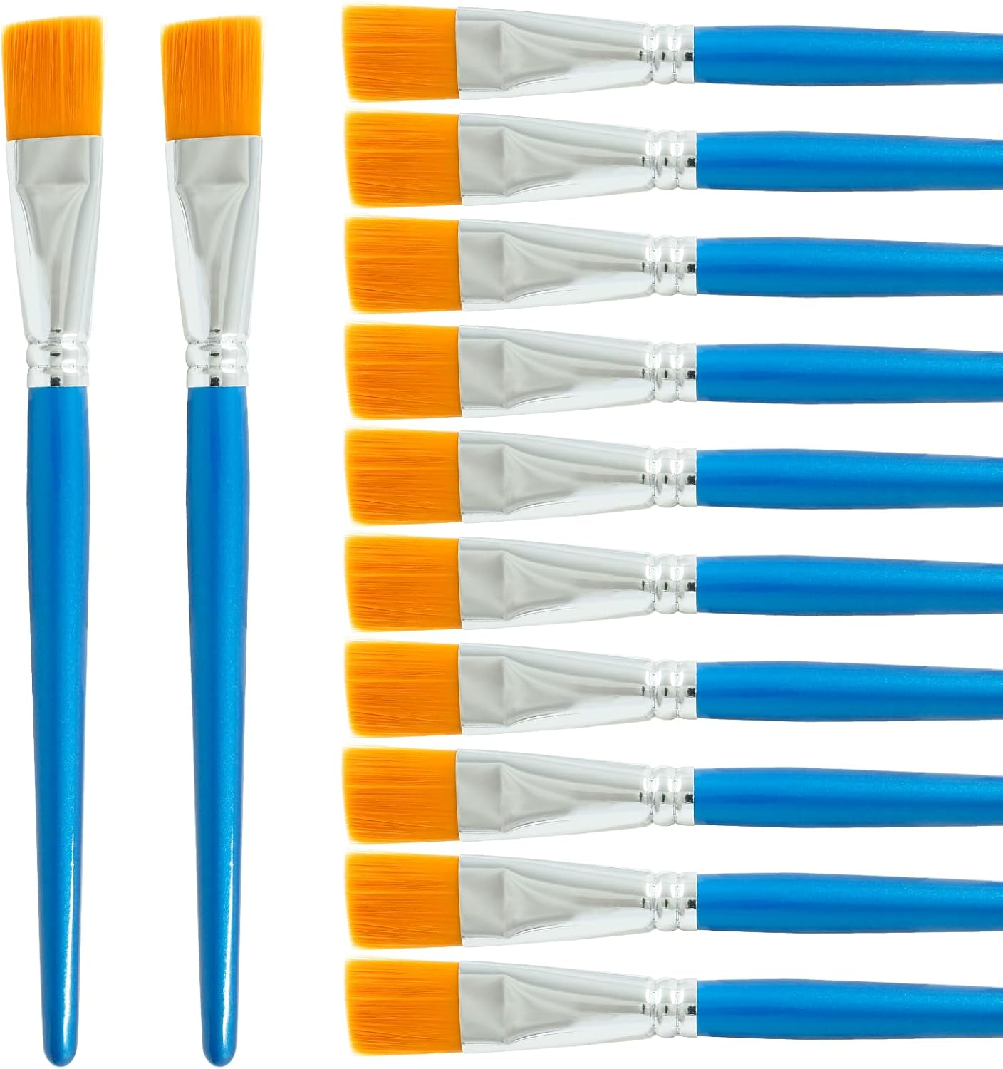 Hitefu 12PCS Flat Paint Brushes, 3/4 Inch Small Acrylic Paint Brush Craft Artist Paint Brushes, Flat Watercolor Brush Bulk for Student & Adult Painting(Pearly Blue)