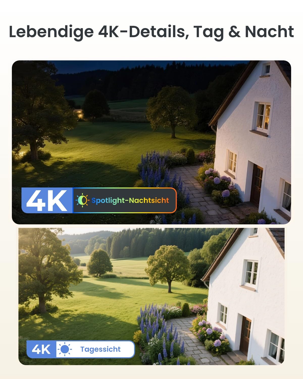 Reolink Erste 4K Solar Überwachungskamera Aussen Akku, Argus PT Ultra + Solarpanel, 2,4&5GHz WiFi, Auto-Tracking, Solar WLAN Kamera Outdoor mit 8MP UHD Farbnachtsicht, KI-Erkennung, Keine Monatsgebühr