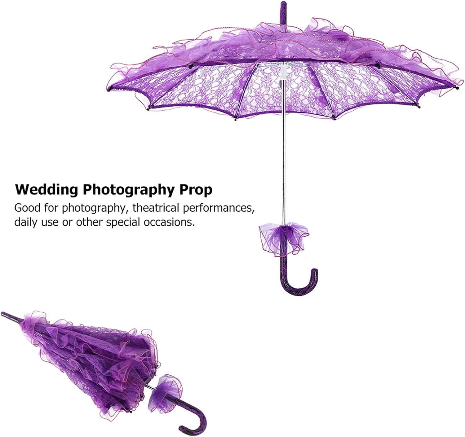 Atyhao Lace Umbrella Cotton Vintage Bridal Lace Umbrella for Wedding Parasol Costume for Parties Dancing Photography Prop Decoration()