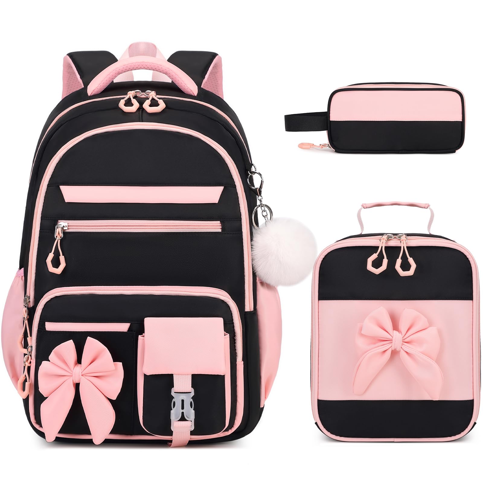 DIGOBAY Backpack for Girls, 3PCS Girls Backpack for School with Lunch Bag Pencil Case, Cute Kids Teens Bookbag for Kindergarten Elementary Preschool