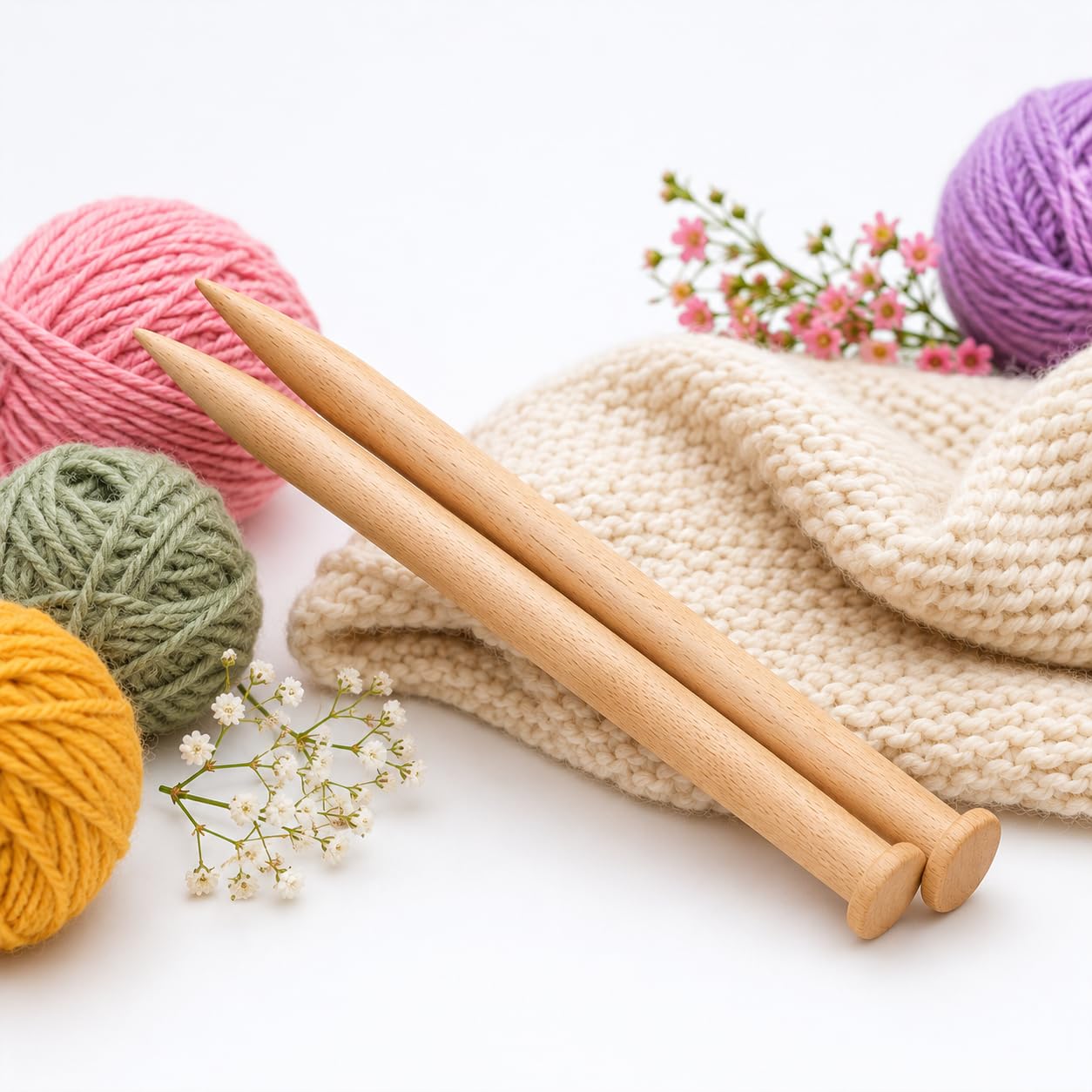 Handcrafted Beech Wood Knitting Needles Set | 16.00 MM Size | Smooth Lightweight Wooden Knitting Pins for Beginners & Professionals | Comfortable Ergonomic Craft Needles for Wool, Yarn & DIY Knitting-image-38