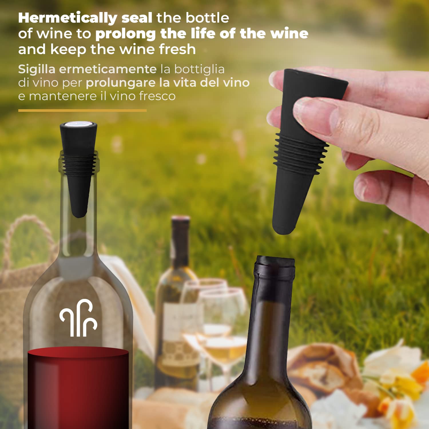 Cable Technologies Wine Pourer/Aerator + Wine Cap/Stopper, Pro Wine Pack Utility Wine Accessories - Image 4