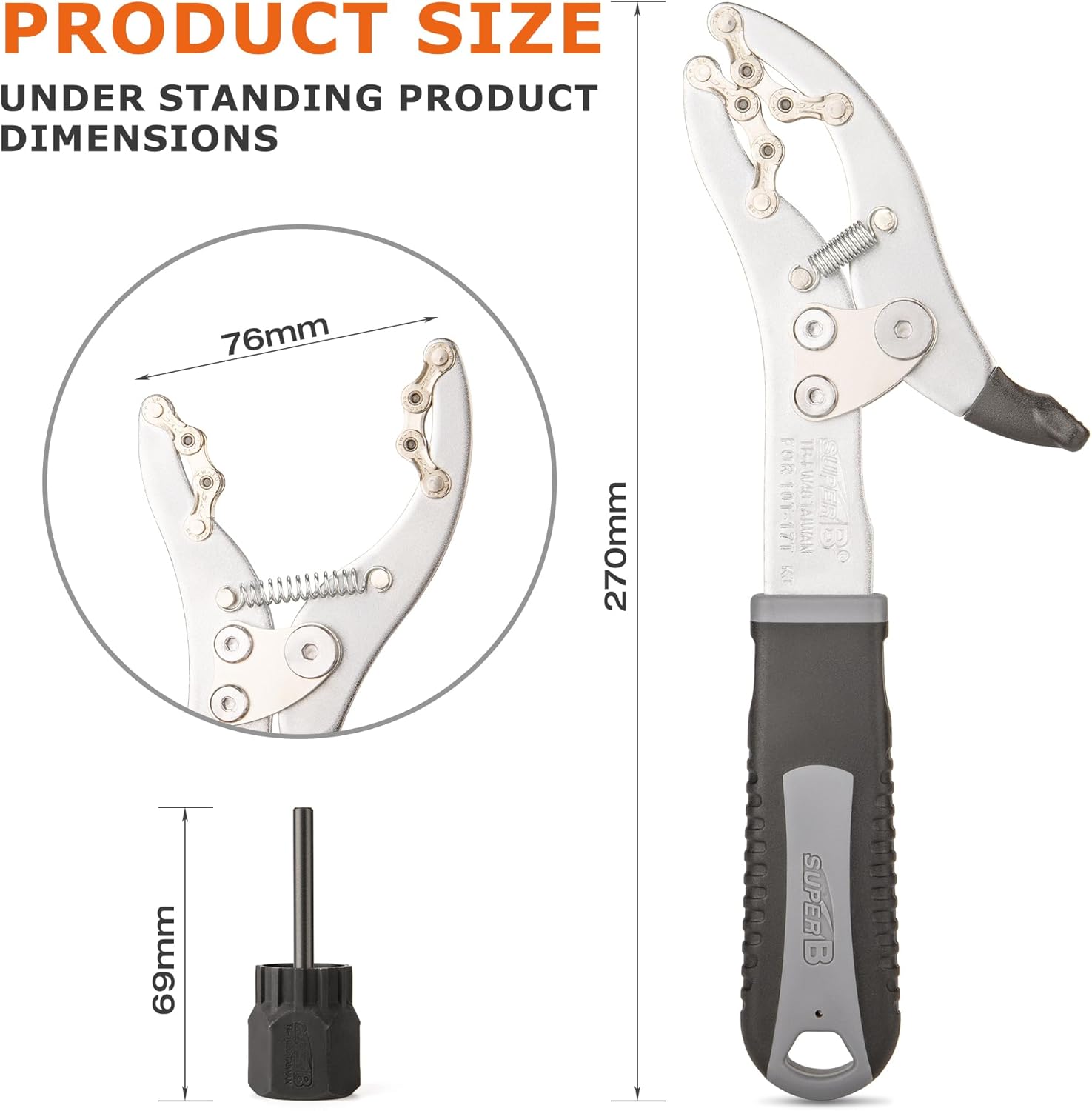 Super B Cassette Removal Tool Kit - Cassette Pliers & Lock Ring Tool for Shimano Hg Cassette/Freewheel Install Removal – for Road or Mountain Bikes Cassette Removal (TB-FW42)