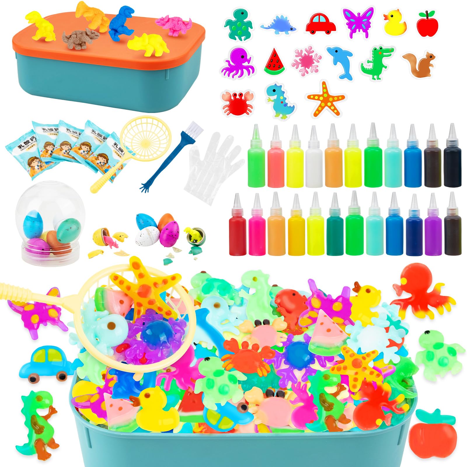 Funsland Magic Water Elf Kit - 23 Colors Sensory Aqua Fairy Toys Set with 6 Dinosaur Eggs, Handmade 3D Creative Toys Gifts for Kids