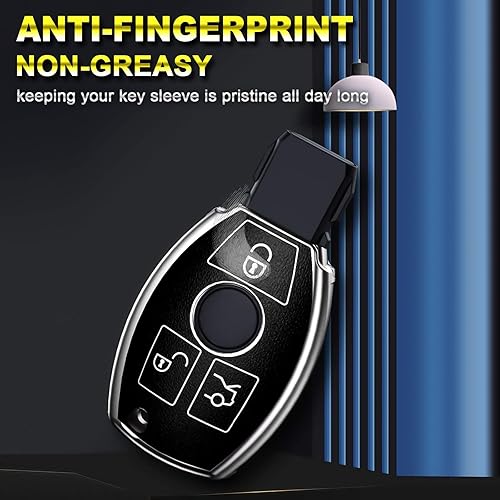 Miniatura 5 de Xotic Tech - Funda para llavero de piel de grano plano TPU negro mate, compatible con Mercedes Benz C E M S CLA CLS GLK GLS W164 W204 W205 S205 W212