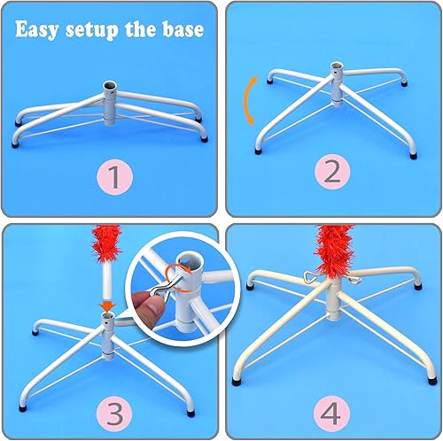 Miniatura 4 de Strong Camel Árbol de Navidad rojo naranja con bisagras de abeto de 5 pies con soporte de metal, fácil montaje para decoración de vacaciones en