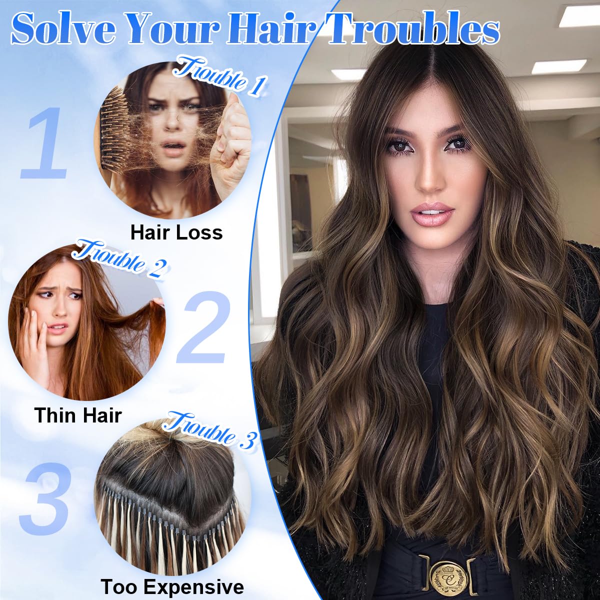 JIAMEISI Clip in Hair Extensions 4PCS Full Head Long Wavy Hair Extensions Synthetic Fiber 22 Inch 200g Clip in Thick Hairpieces for Women/Girls (#4/27 Medium Brown Mixed Dark Blonde) - Image 4